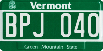 VT license plate BPJ040