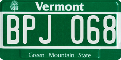 VT license plate BPJ068