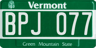 VT license plate BPJ077