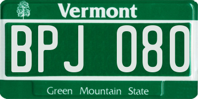 VT license plate BPJ080