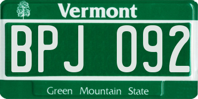 VT license plate BPJ092