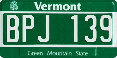 VT license plate BPJ139