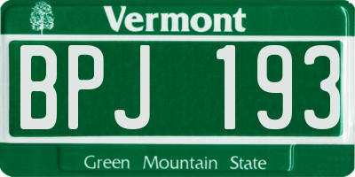 VT license plate BPJ193