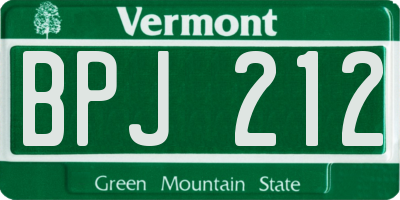 VT license plate BPJ212