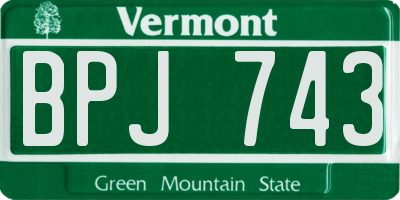 VT license plate BPJ743