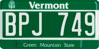 VT license plate BPJ749