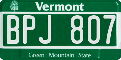 VT license plate BPJ807