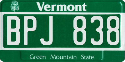 VT license plate BPJ838
