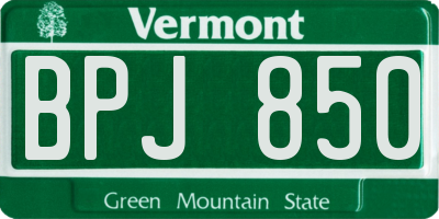 VT license plate BPJ850