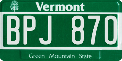 VT license plate BPJ870