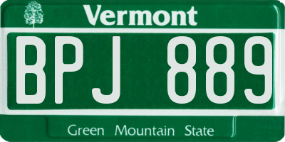 VT license plate BPJ889