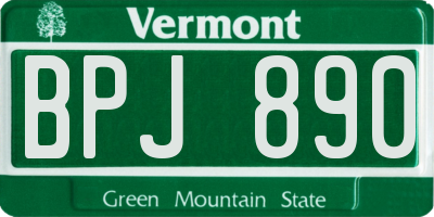 VT license plate BPJ890