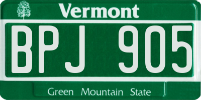 VT license plate BPJ905