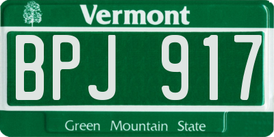 VT license plate BPJ917