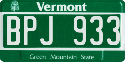 VT license plate BPJ933