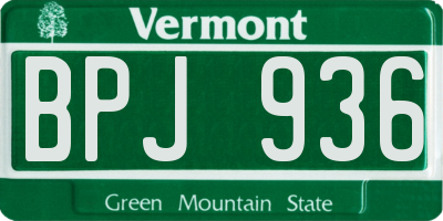 VT license plate BPJ936