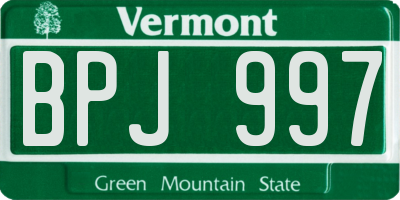 VT license plate BPJ997