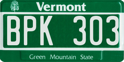 VT license plate BPK303