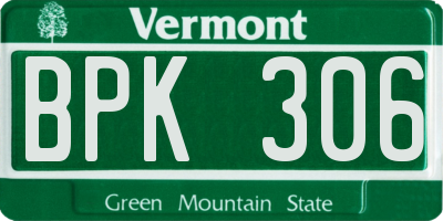 VT license plate BPK306