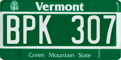 VT license plate BPK307