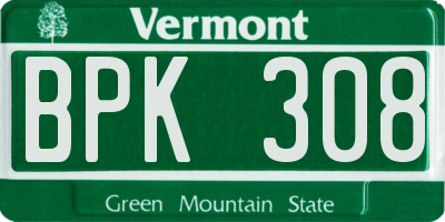 VT license plate BPK308