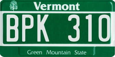 VT license plate BPK310