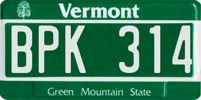 VT license plate BPK314