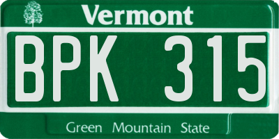 VT license plate BPK315