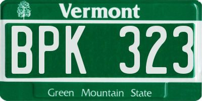 VT license plate BPK323