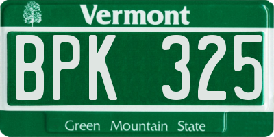 VT license plate BPK325