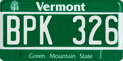 VT license plate BPK326