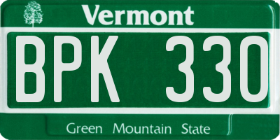 VT license plate BPK330