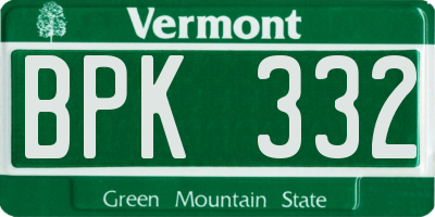 VT license plate BPK332