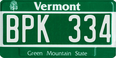 VT license plate BPK334