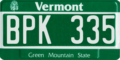 VT license plate BPK335