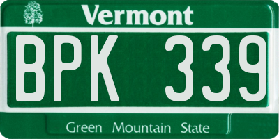 VT license plate BPK339