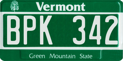 VT license plate BPK342
