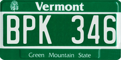 VT license plate BPK346