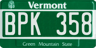 VT license plate BPK358