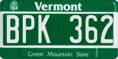 VT license plate BPK362