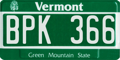 VT license plate BPK366