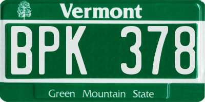 VT license plate BPK378