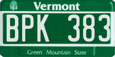 VT license plate BPK383