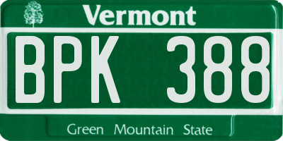VT license plate BPK388