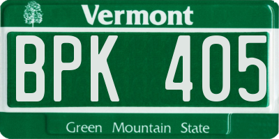 VT license plate BPK405