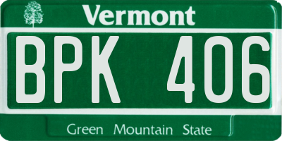 VT license plate BPK406