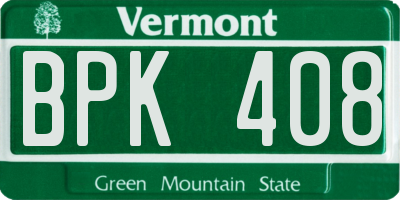 VT license plate BPK408