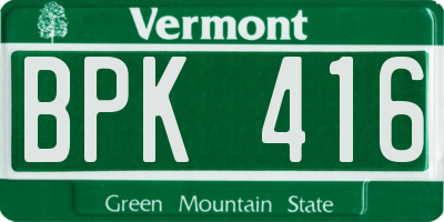 VT license plate BPK416