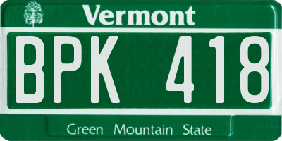 VT license plate BPK418