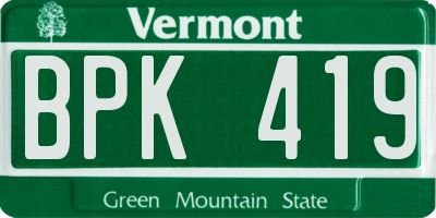 VT license plate BPK419
